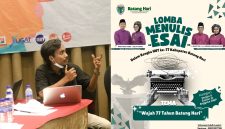 CEO Batang Hari Magazine, Muhamad Aryuda sampaikan ungkapan terima kasih kepada Bupati dan Bunda Literasi Batang Hari atas suksesnya penyelenggaraan lomba menulis esai.